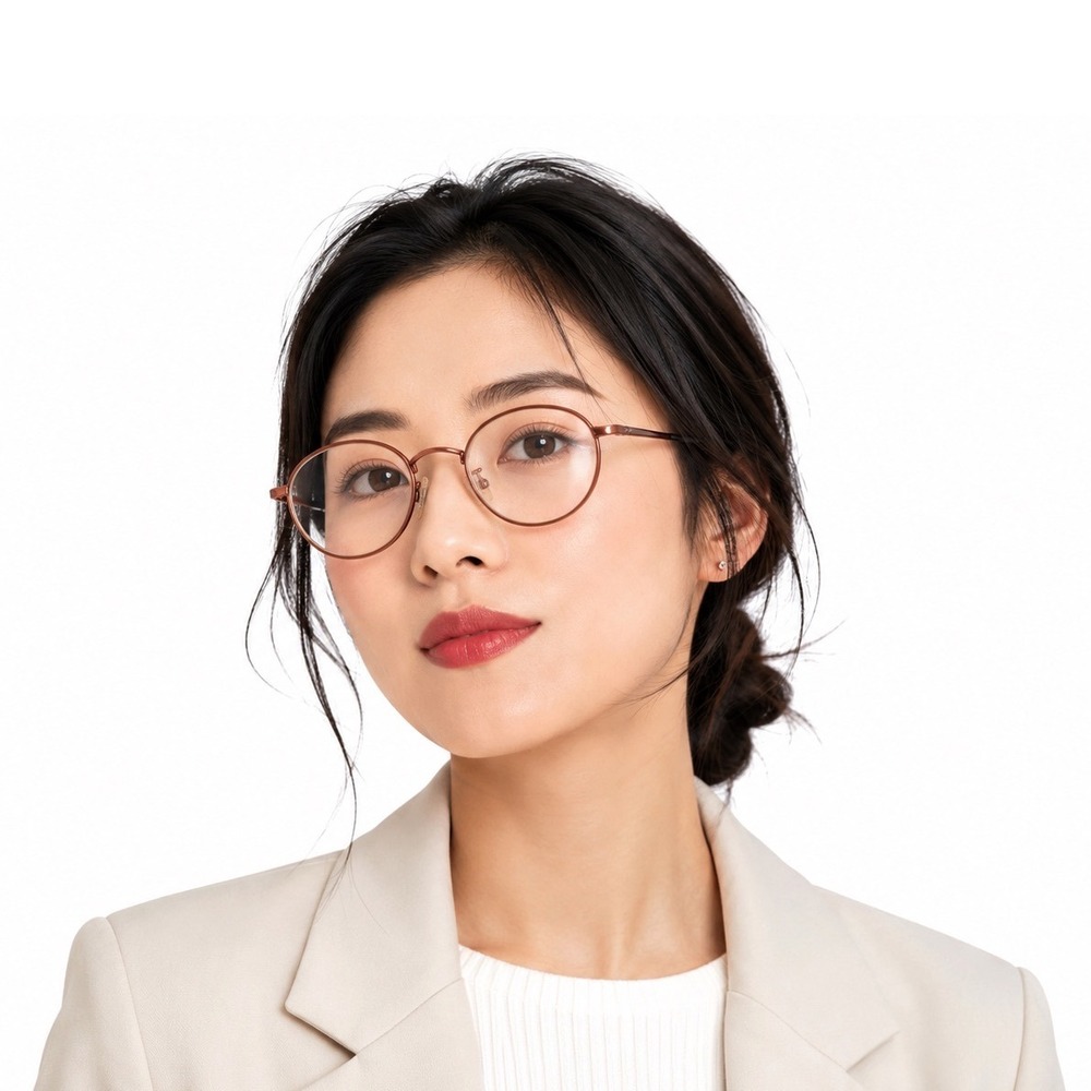 Vintage Oval Metal Frame Eyeglasses Copper Bronze Tone Minimalist Chic 103-114